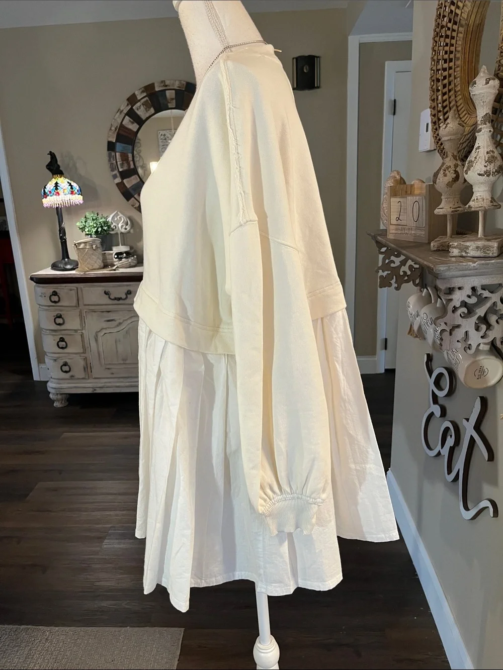 Free People Cream Pleated Mini Dress